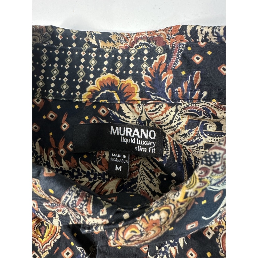 Murano Liquid Luxury Slim Fit Bohemian Cotton Patterned Button Down Shirt | M - Picture 2 of 5